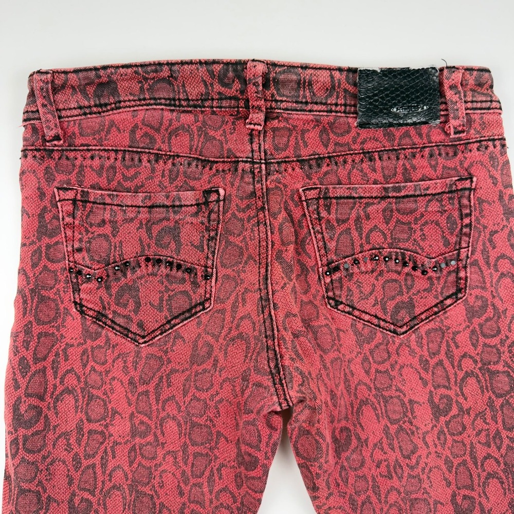 Dollhouse Y2K Snake Print Skinny Jeans Women's 11/12 Pink Black Stretch Scene - Picture 3 of 7